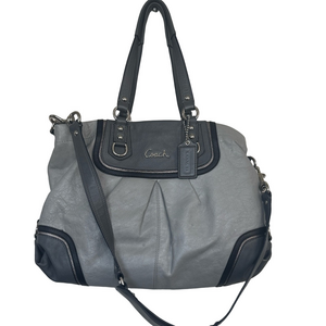 Vintage Coach Two-Tone Gray Leather Shoulder Bag